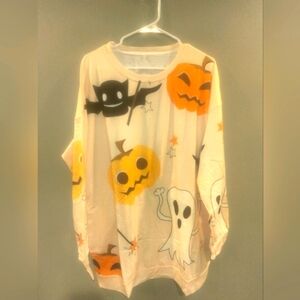 Halloween Ghost and Pumpkin Sweater 2XL